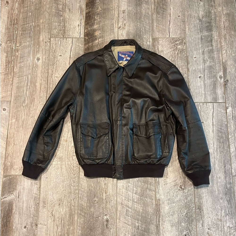 Men's Dark Brown Leather Bomber Jacket
